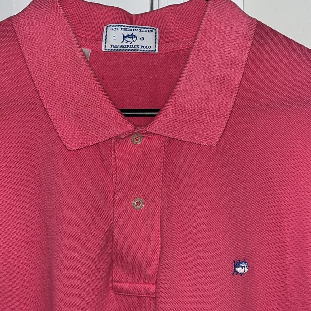 Preppy Great Pink Solid Color Southern Tide Skipjack Tuna Golf polo shirt 40 L